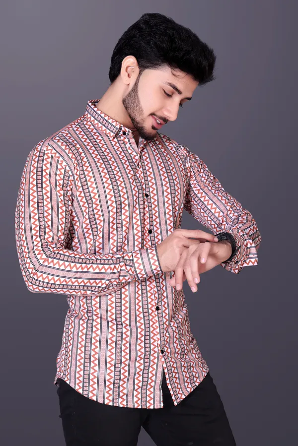 Brown_Lycra_Blend_Full_Sleeve_Printed_Shirt_For_Men