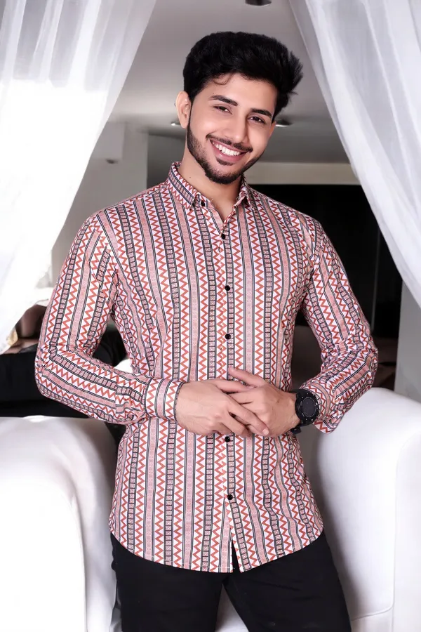 Orange_Lycra_Blend_Full_Sleeve_Printed_Shirt_For_Men