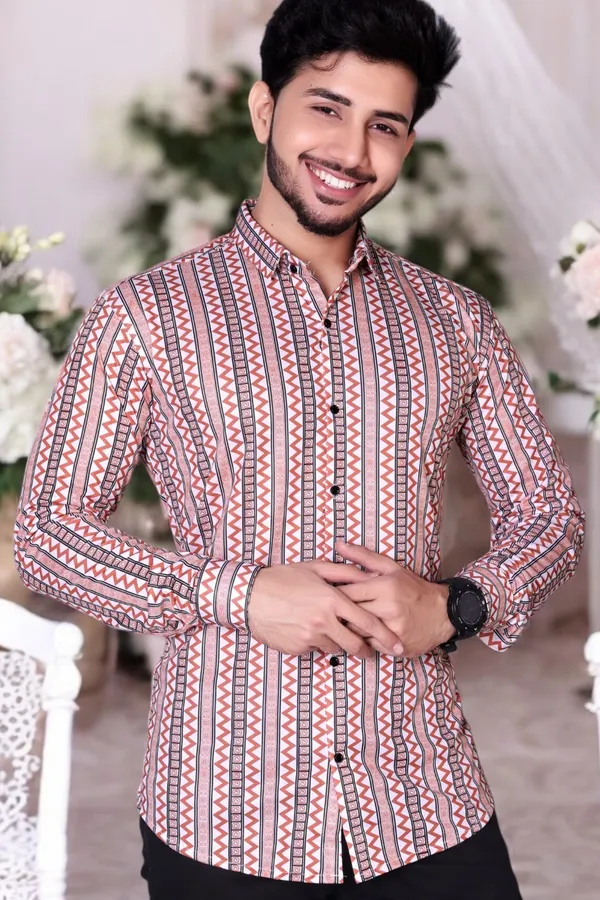 Orange_Lycra_Blend_Full_Sleeve_Printed_Shirt_For_Men