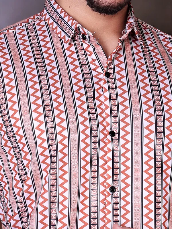 Orange_Lycra_Blend_Full_Sleeve_Printed_Shirt_For_Men