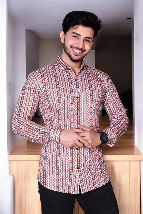 Orange_Lycra_Blend_Full_Sleeve_Printed_Shirt_For_Men