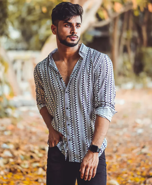 Black_&_White_Lycra_Blend_Full_Sleeve_Printed_Shirt_For_Men