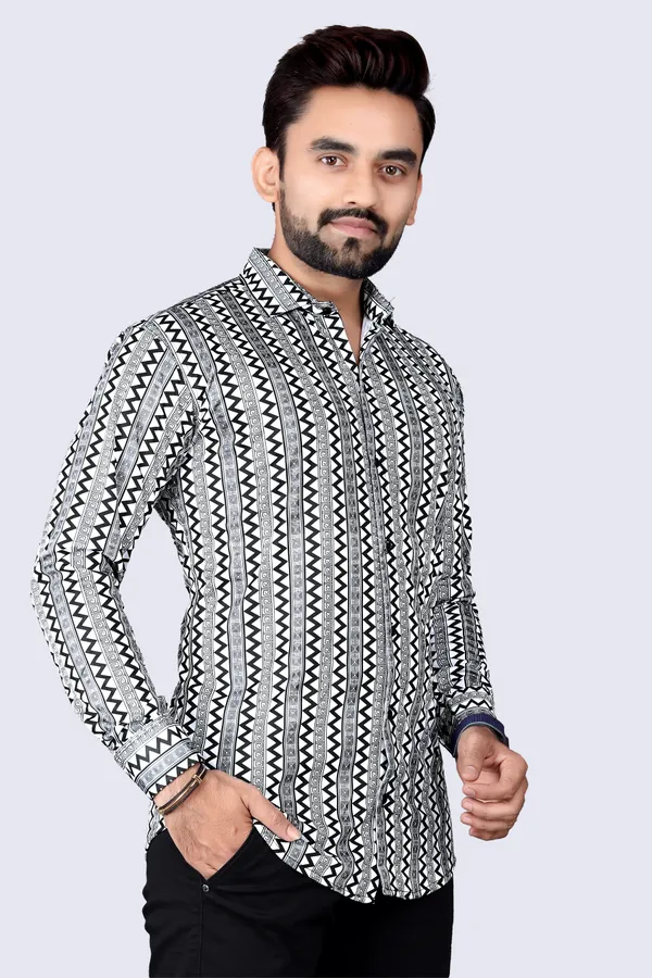 Black_&_White_&_Grey_Lycra_Blend_Full_Sleeve_Checkered_Shirt_For_Men