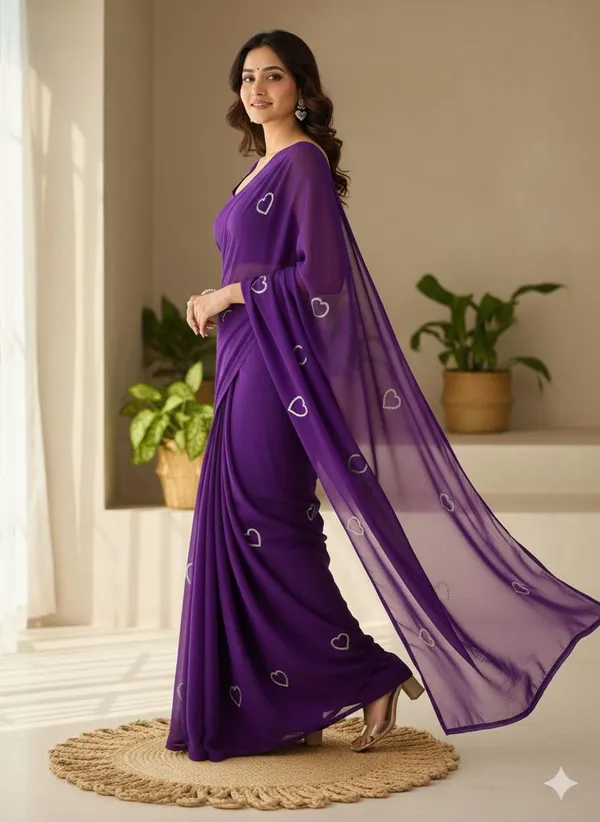 Purple_Georgette_Premium_&_Elegant_Saree_With_Unstiched_Blouse