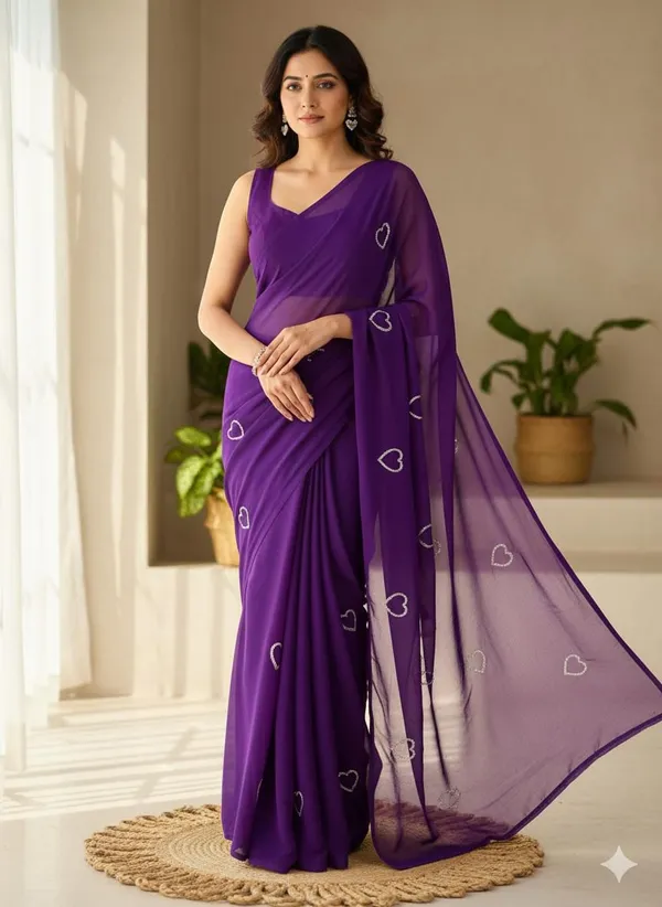Purple_Georgette_Premium_&_Elegant_Saree_With_Unstiched_Blouse