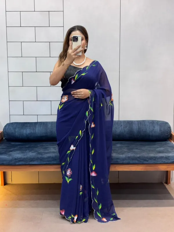 Navy_Blue_Georgette_Premium_&_Elegant_Saree_With_Unstiched_Blouse