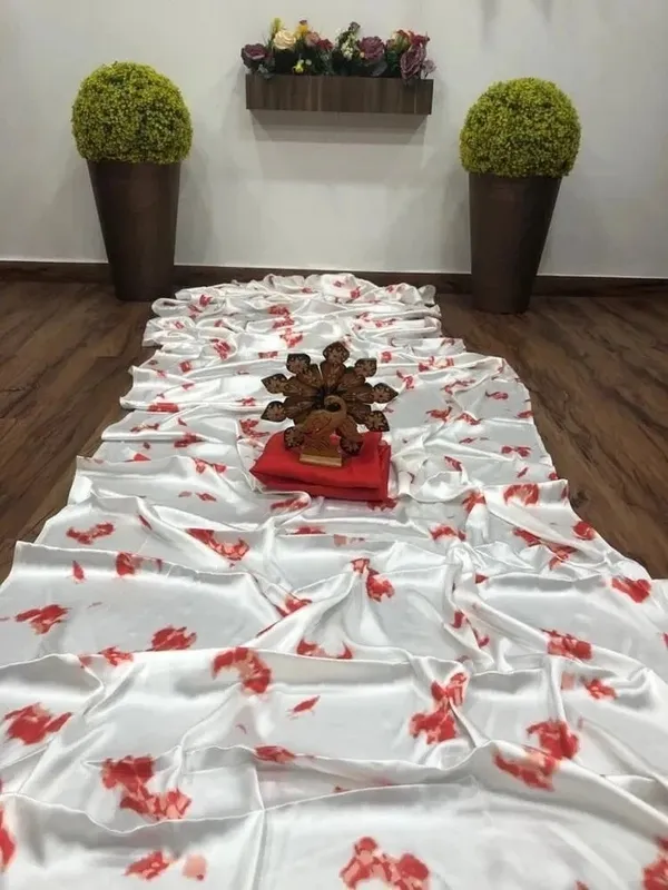 White_Satin_Silk_Premium_&_Elegant_Saree_With_Unstiched_Blouse