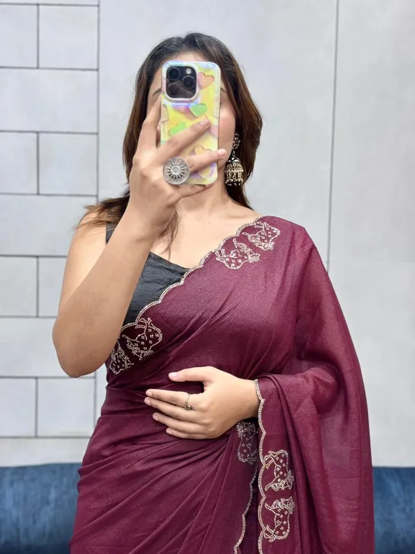 Wine_Silk_Premium_&_Elegant_Saree_With_Unstiched_Blouse