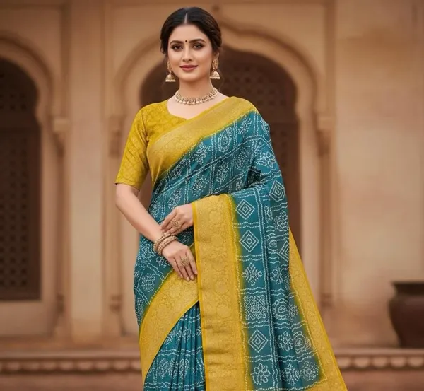 Sky_Blue_Dola_Silk_Premium_&_Elegant_Saree_With_Unstiched_Blouse