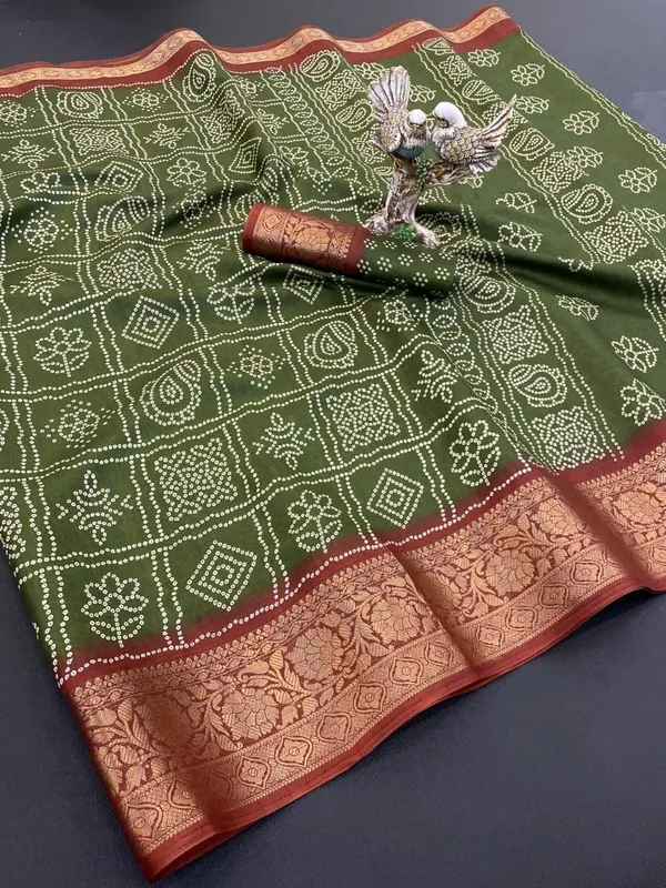 Mehendi_Green_Dola_Silk_Premium_&_Elegant_Saree_With_Unstiched_Blouse