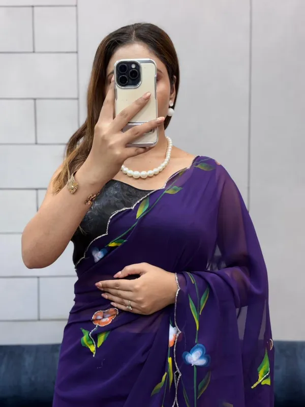 Purple_Georgette_Premium_&_Elegant_Saree_With_Unstiched_Blouse