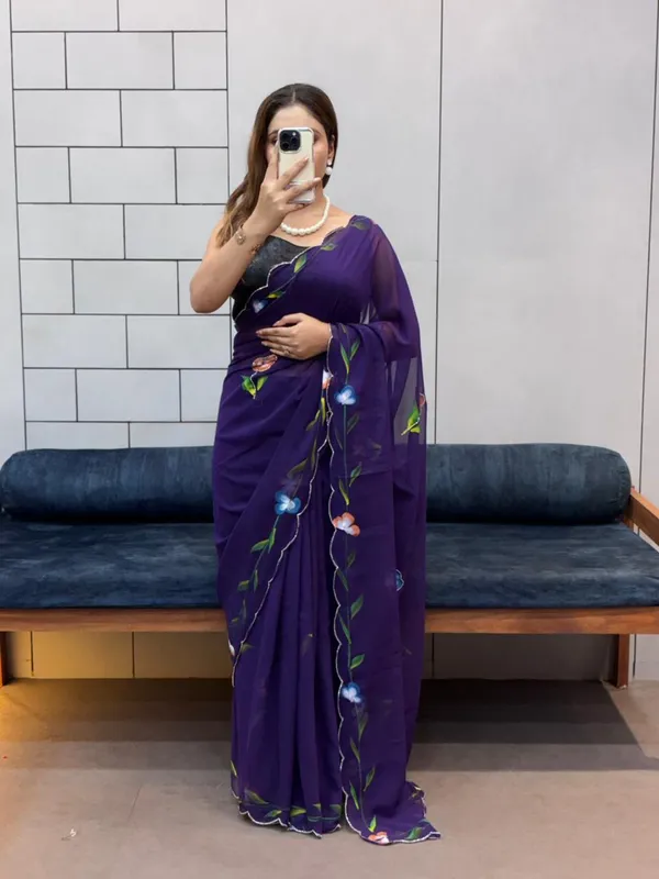 Purple_Georgette_Premium_&_Elegant_Saree_With_Unstiched_Blouse