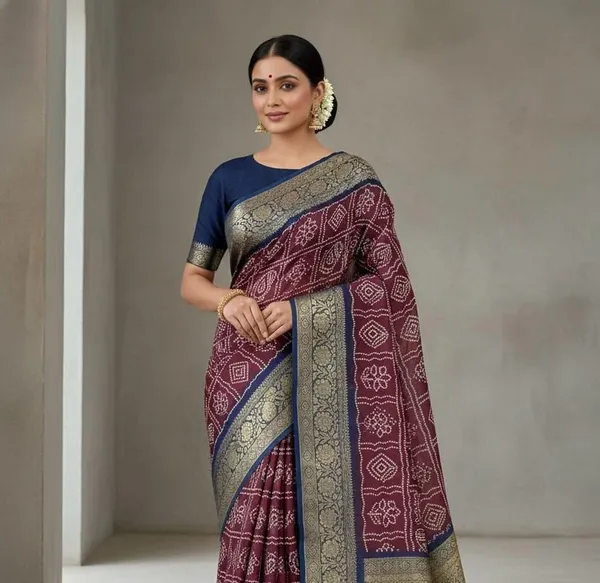 Wine_Dola_Silk_Premium_&_Elegant_Saree_With_Unstiched_Blouse