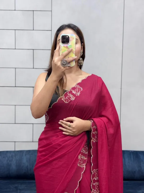 Rani_Pink_Silk_Premium_&_Elegant_Saree_With_Unstiched_Blouse