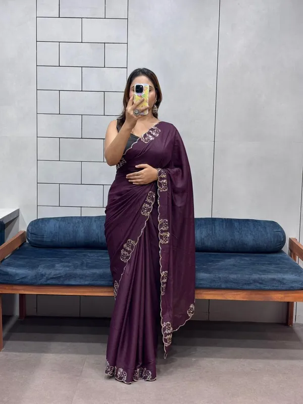 Dark_Wine_Silk_Premium_&_Elegant_Saree_With_Unstiched_Blouse