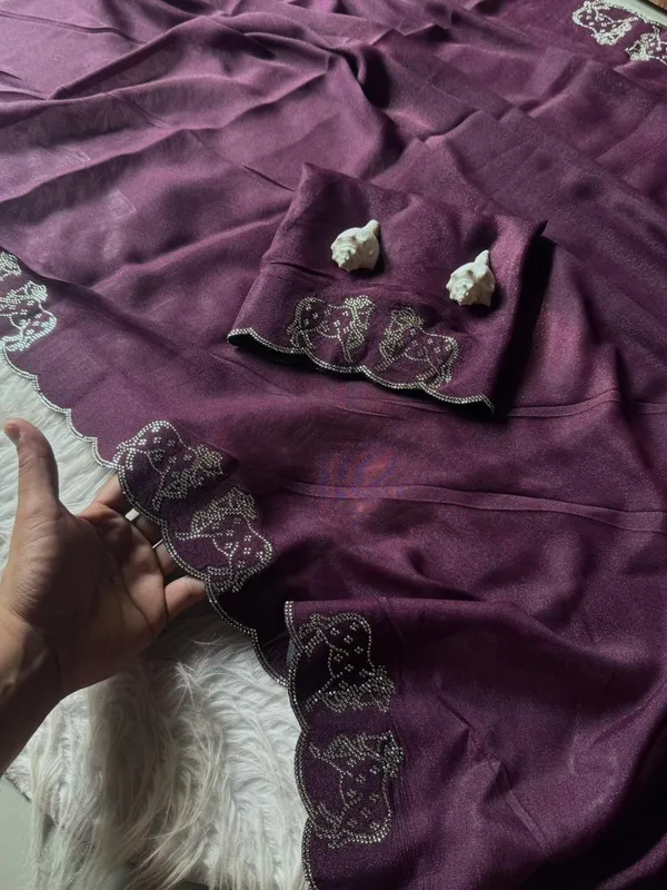Dark_Wine_Silk_Premium_&_Elegant_Saree_With_Unstiched_Blouse