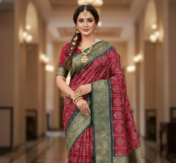 Maroon_Dola_Silk_Premium_&_Elegant_Saree_With_Unstiched_Blouse
