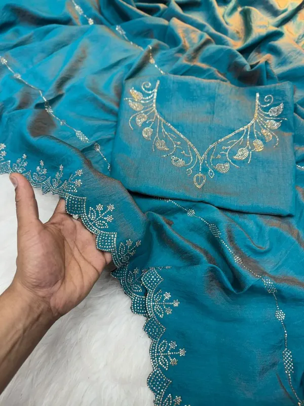 Firozi_Soft_Silk_Premium_&_Elegant_Saree_With_Unstiched_Blouse