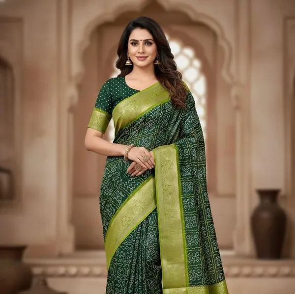 Green_Dola_Silk_Premium_&_Elegant_Saree_With_Unstiched_Blouse
