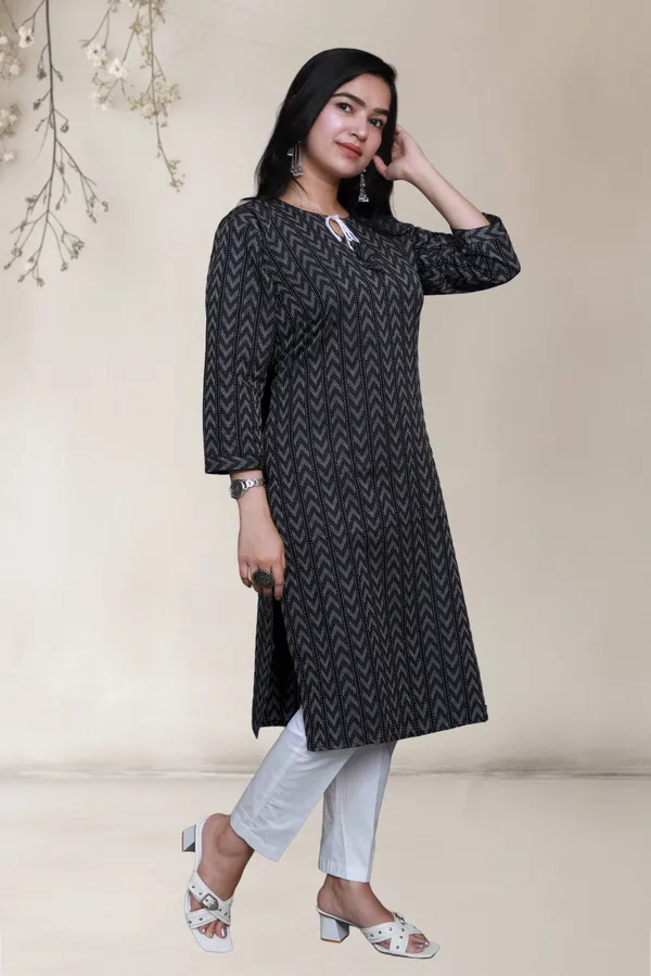 Black_Thread_Weave_Cotton_Blend_Long_Straight_Kurti