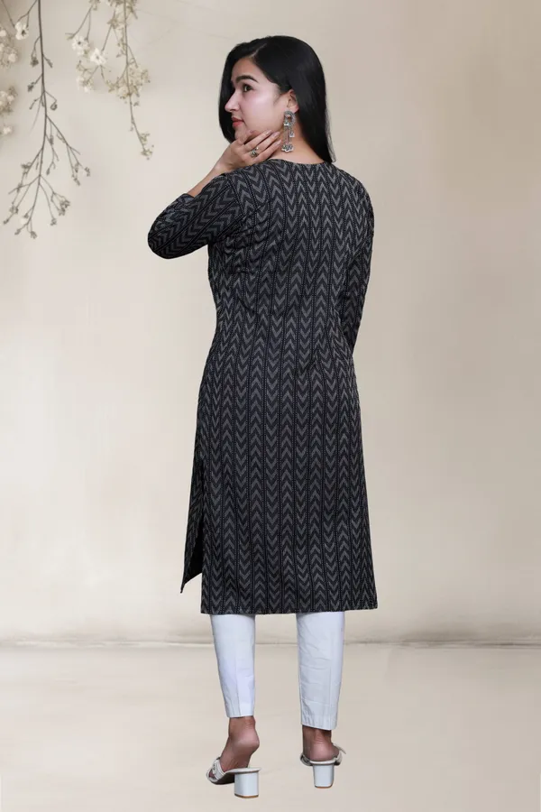 Black_Thread_Weave_Cotton_Blend_Long_Straight_Kurti