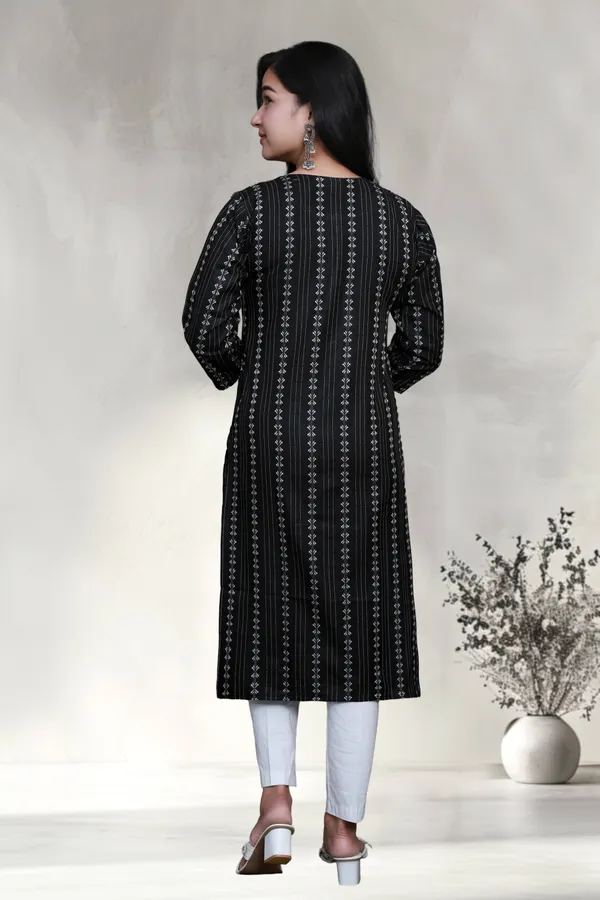 Black_Thread_Weaving_Design_Cotton_Blend_Long_Straight_Kurti