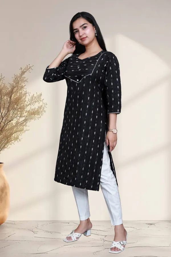 Black_Thread_Weaving_Design_Cotton_Blend_Long_Straight_Kurti