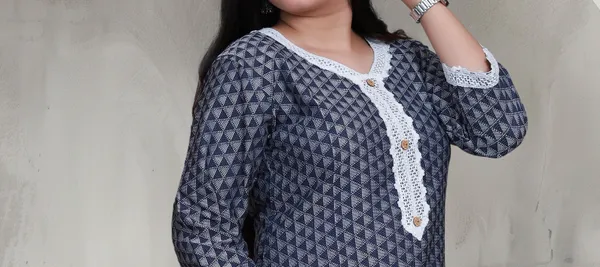 Navy_Blue_Jacquard_Cotton_Blend_Long_Straight_Kurti