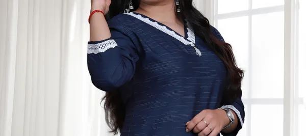 Navy_Blue_V_Neck_Self_Cotton_Blend_Long_Straight_Kurti