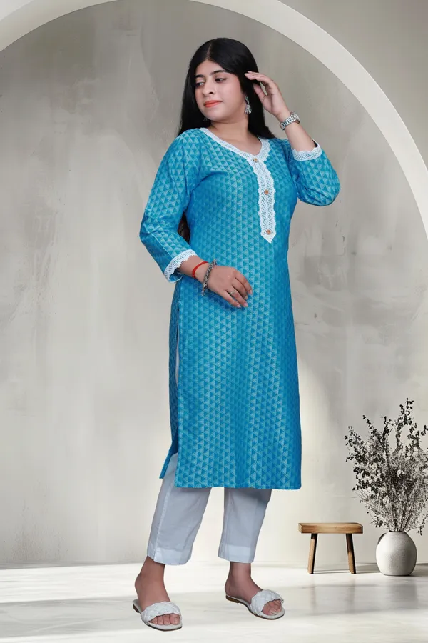Sky_Blue_Jacquard_Cotton_Blend_Long_Straight_Kurti