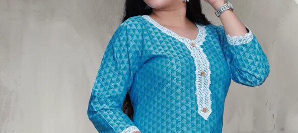 Sky_Blue_Jacquard_Cotton_Blend_Long_Straight_Kurti