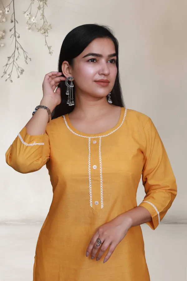 Yellow_Self_Design_Cotton_Blend_Long_Straight_Kurti