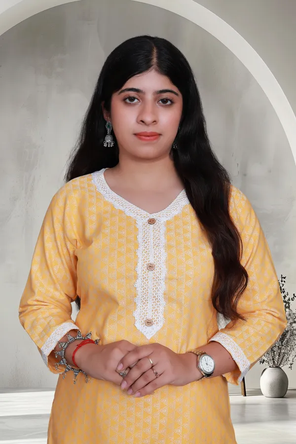 Yellow_Jacquard_Cotton_Blend_Long_Straight_Kurti
