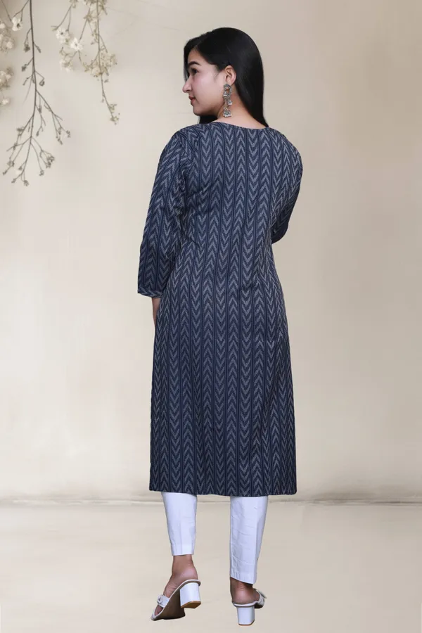 Navy_Blue_Thread_Weave_Cotton_Blend_Long_Straight_Kurti