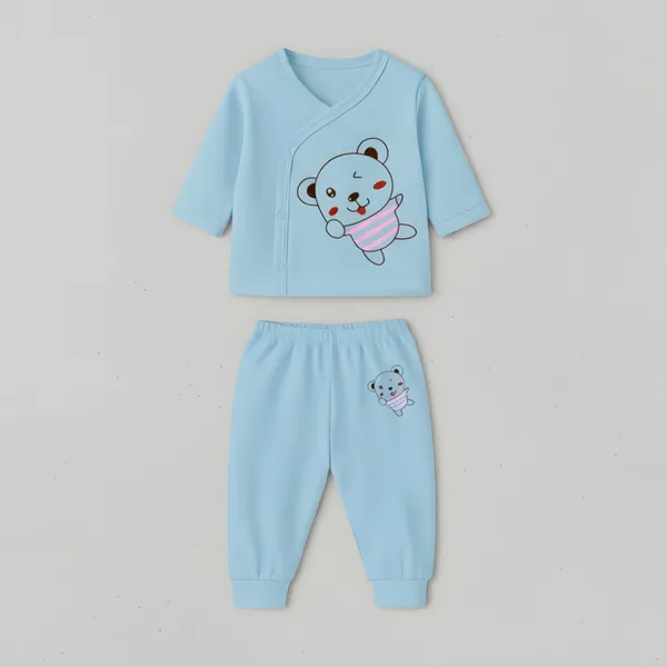 Multicolor_Soft_Cotton_Jhabla_&_Pyjama_Set_For_Kids_(Pack_Of_3)