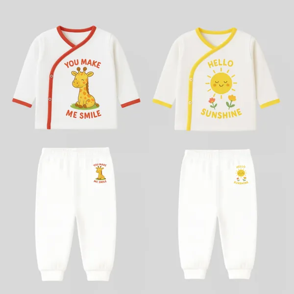 White_Premium_Cotton_Jhabla_&_Pyjama_For_Kids_(Pack_Of_2)