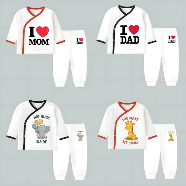 White_Premium_Cotton_Jhabla_&_Pyjama_For_Kids_(Pack_Of_4)