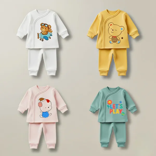 Multicolor_Cute_Cartoon_Baby_Cotton_Top_&_Pyjama_Clothing_Set_(Pack_Of_4)