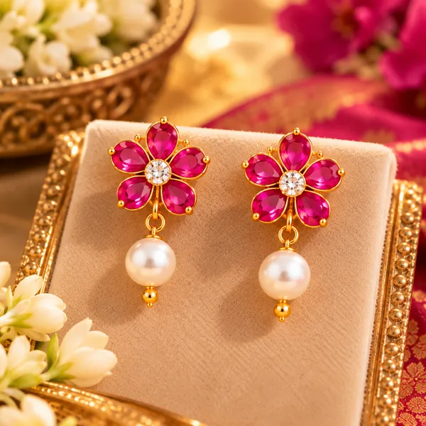 Gold_Tone_Floral_Pearl_Drop_Earrings_for_Women