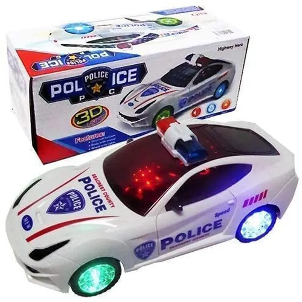White_Police_Car_With_3D_Flashing_Light_&_Sound_360_Degree_Rotating
