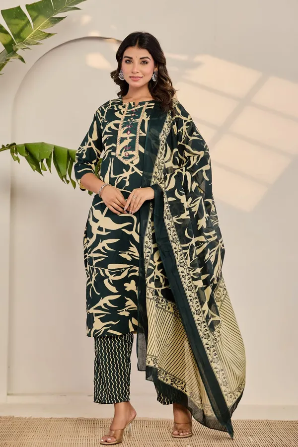 Black_Jaipuri_Cotton_Straight_3_Piece_Set_For_Women