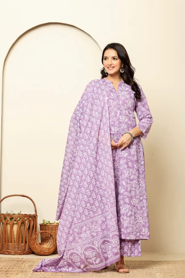 Lavender_Cotton_A-Line_3_piece_set_for_Women