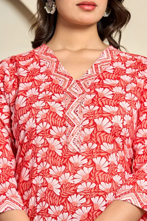 Red_Jaipuri_Cotton_Straight_3_Piece_Set_For_Women