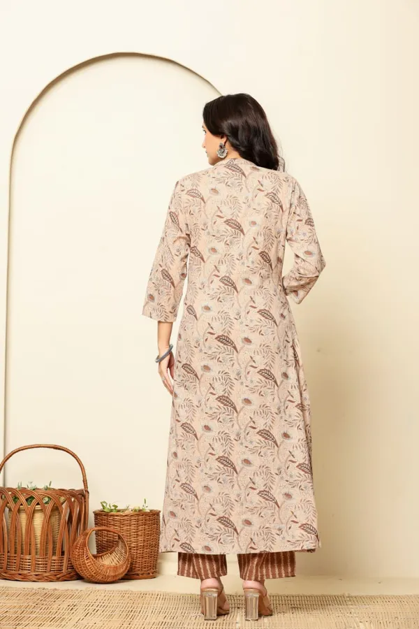 Brown_Premium_Cotton_A-Line_3_Piece_Set_For_Women