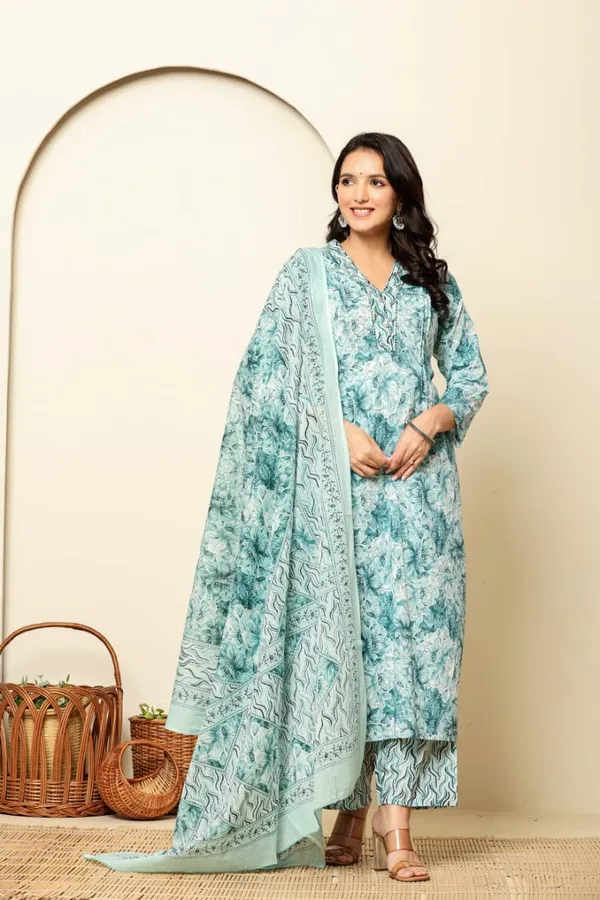 Blue_Cotton_Straight_3_piece_set_For_Women