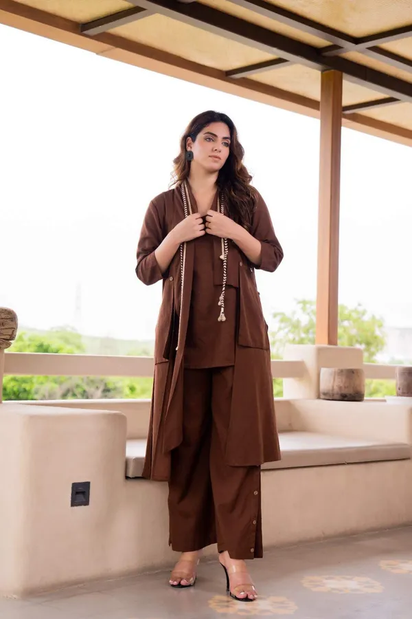 khadi_cotton_light_Brown_Inner_with_pant__and_shrug