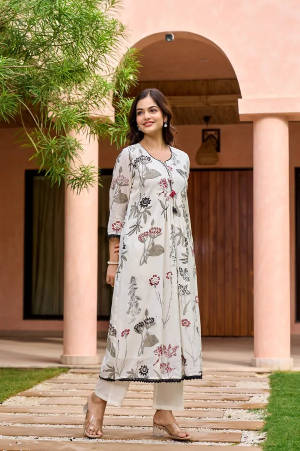 cotton__off_white___floral_printed_Kurti_with_pant