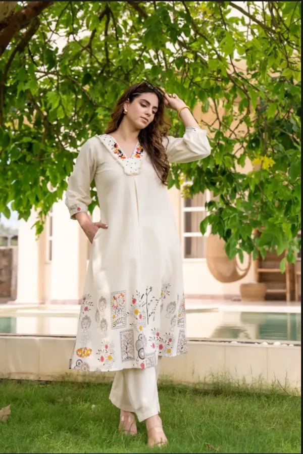 khadi_cotton__off_white_floral_embroidered_printed_Kurti_with_pant