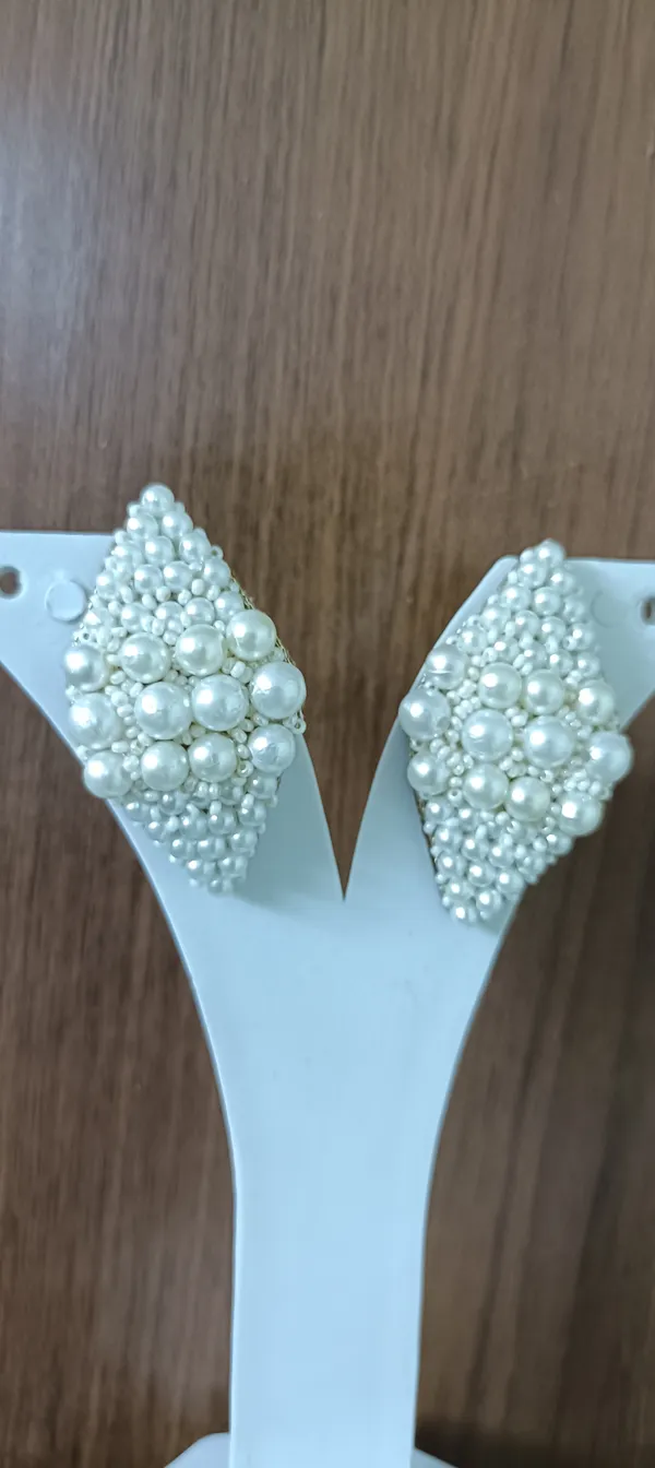 White_Pearl_Cluster_Studded_Statement_Earrings_For_Women