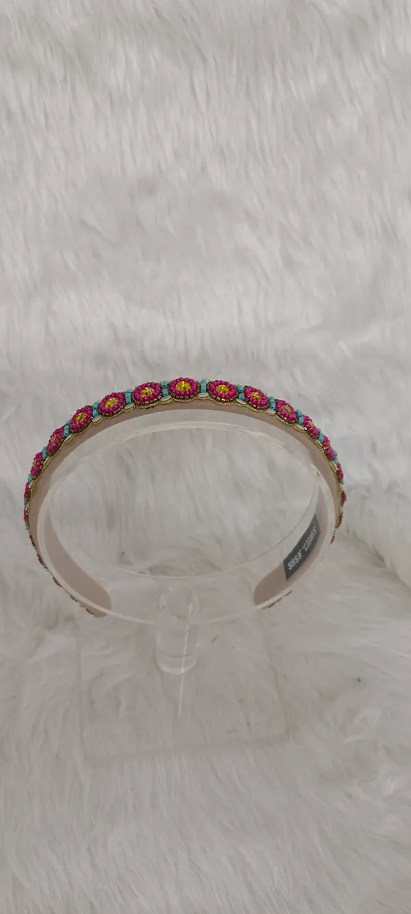 Pink_Satin_Beaded_Embellished_Hairband_For_Women